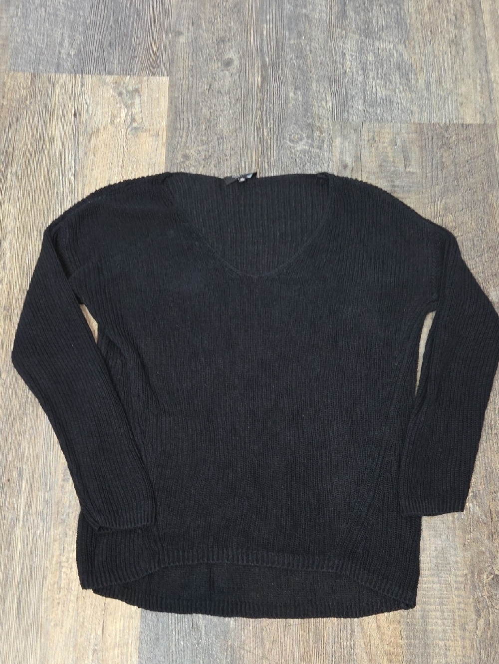 Babaton Black V-Neck Ribbed Knit Linen And Silk Sweater